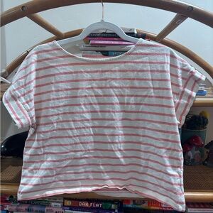 Madewell Pink and White Striped Tee